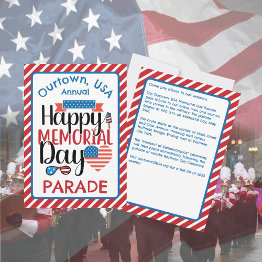 Small Memorial Day Our Town Parade Ceremony Invitation Front View