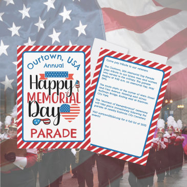 memorial day our town parade ceremony invitation