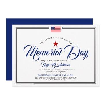 memorial day themed patriotic birthday party invitation