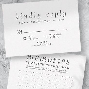 memorial funeral simple memories kindly reply rsvp invitations