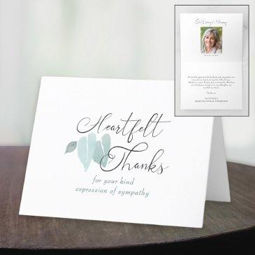memorial heartfelt thanks green heart leaves thank you invitations