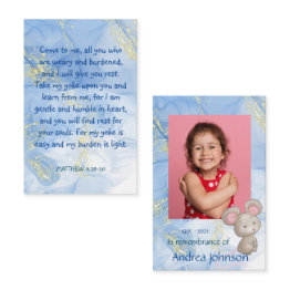 Small Memorial Photo Prayer Cute Little Mouse Children  Business Invitations Front View