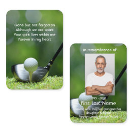 Small Memorial Photo Prayer Golfer Golf Course Golfing Business Invitations Front View