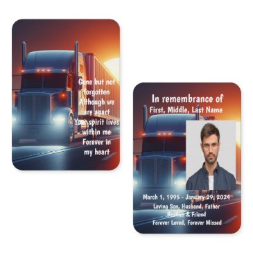 memorial photo prayer semi-truck tractor-trailer business invitations