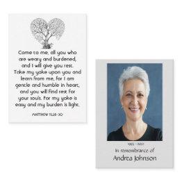 Small Memorial Photo Prayer Tree Of Life Heart Love Business Invitations Front View