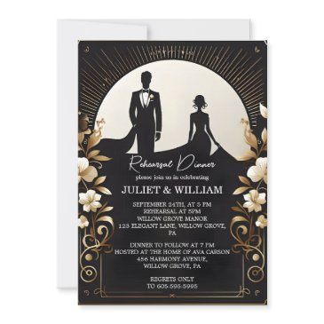 men adult tuxedo bold black tie rehearsal dinner invitation
