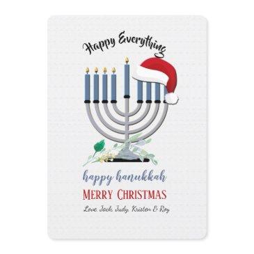 menorah and santa hat holiday invitations
