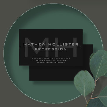 men's monogrammed, grey & black business invitations