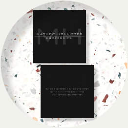 Small Men's Monogrammed, Grey Square Business Invitations Front View