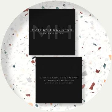 men's monogrammed, grey square business invitations
