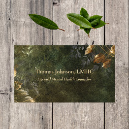 Small Mental Health Counselor Gold Leaves | Nature Business Invitations Front View
