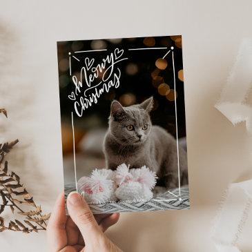 meowy christmas full photo cat pet holiday invitations
