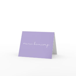 Small Merci Beaucoup Minimalist Lavender Purple French Thank You Invitations Front View