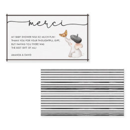 Small Merci French Gender Neutral Baby Shower Thank You Enclosure Invitations Front View