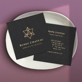 Small Merkaba Sacred Geometry Symbol Square Business Invitations Front View