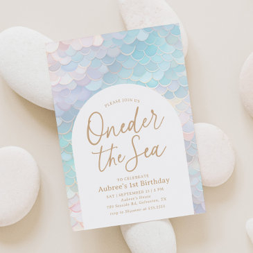 mermaid oneder the sea 1st birthday party invitation