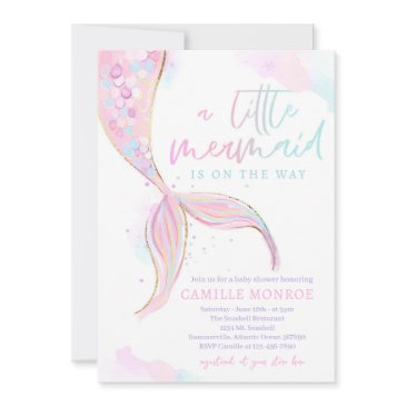 mermaid under the sea ocean girl baby shower invitation