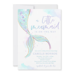Small Mermaid Under The Sea Ocean Girl Baby Shower Invitation Front View
