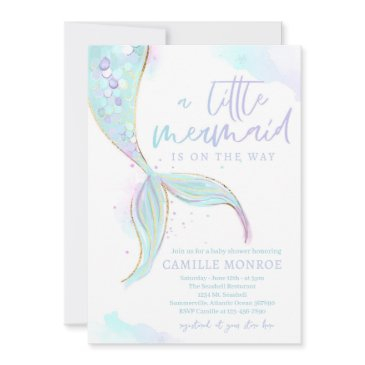 mermaid under the sea ocean girl baby shower invitation