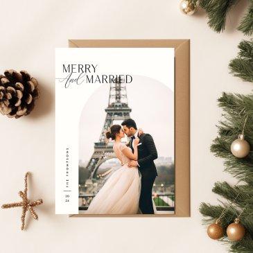 merry and married newlywed photo christmas invitations