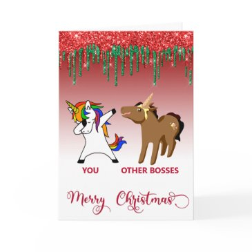 merry christmas boss unicorn horse funny invitations