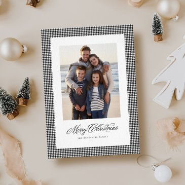 merry christmas classic houndstooth one photo holiday invitations