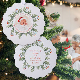 Small Merry Christmas From New Grandparents Photo Year Ornament Invitations Front View