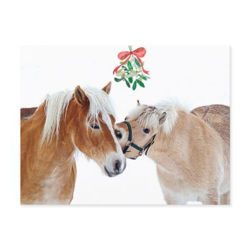 merry christmas horse mistletoe equine cute ponies holiday postinvitations