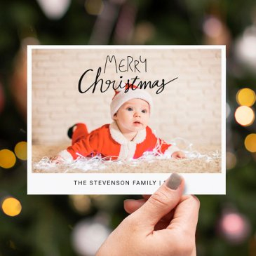 merry christmas modern simple photo holiday postinvitations