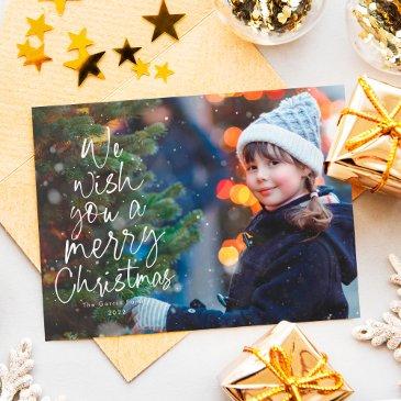 merry christmas tree one photo cute type red holiday invitations