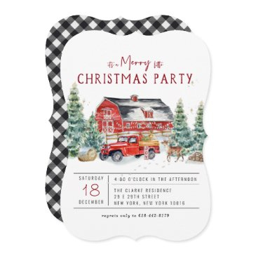 merry christmas | vintage red truck holiday party invitation