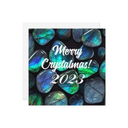 Small Merry Crystalmas! 2023 Blue Labradorite Gemstone Front View
