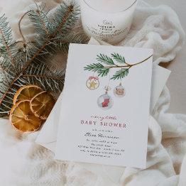 Small Merry Little Baby Shower Invitation Front View