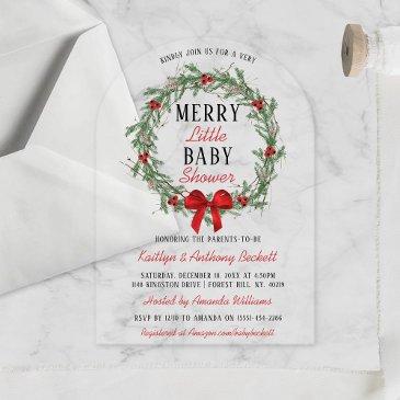 merry little christmas baby shower acrylic invitations