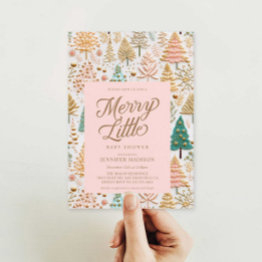 Small Merry Little Girl Baby Shower Invitation Front View