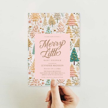 merry little girl baby shower invitation