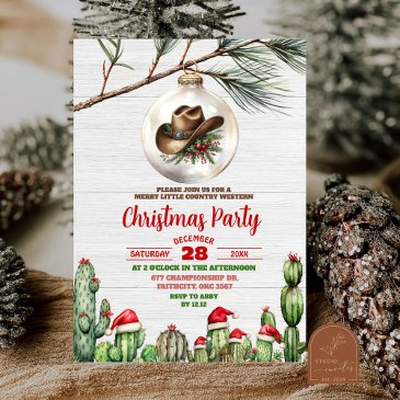 merry little western cowboy christmas party invitation