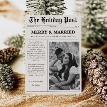 merry & married christmas newspaper holiday invitations