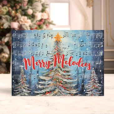 merry melodies watercolor musical christmas trees holiday invitations