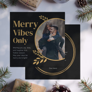 merry vibes only elegant christmas photo invitation