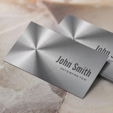 metallic cool stainless steel interpreter business invitations