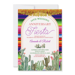 Small Mexican Cactus 50th Wedding Anniversary Fiesta Invitation Front View