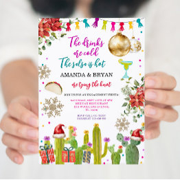 Small Mexican Cactus Christmas Baubles Engagement Fiesta Invitation Front View