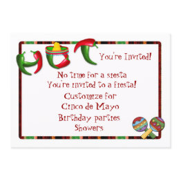 Small Mexican Chili Pepper Fiesta Invitation Front View