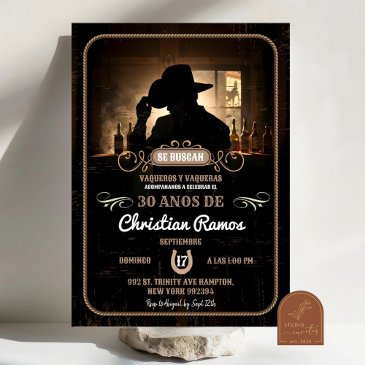 mexican cowboy adult birthday invitation