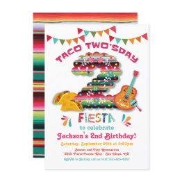 Small Mexican Fiesta Taco Two'sday Birthday Invitation Front View