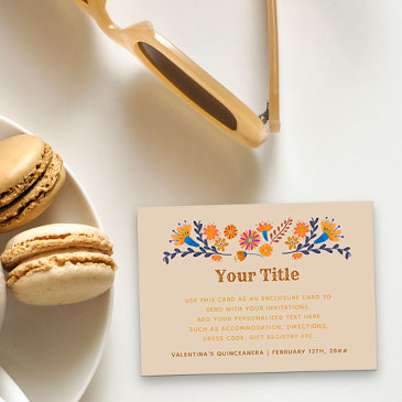 mexican floral western typography custom enclosure invitations