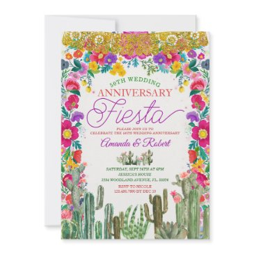 mexican gol 60th wedding anniversary fiesta invitation