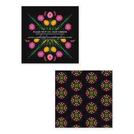 Small Mexican Hand Drawn Floral Spanish Website Rsvp Square Business Invitations Front View
