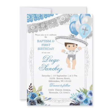 mexican light blue and silver charro let's fiesta invitation